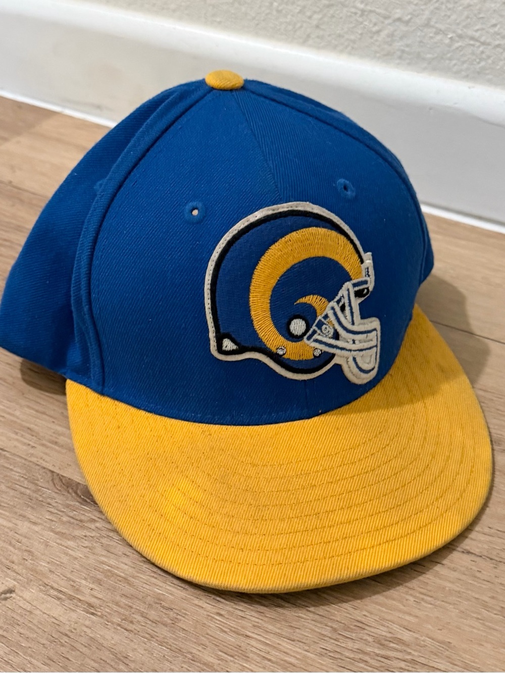 Vintage NFL Reebok Los Angeles Rams Helmet Logo Blue and Yellow SnapBack Hat